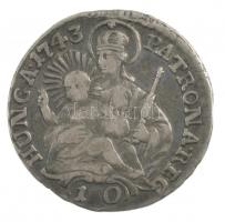 1743. 10 Denár Ag Mária Terézia T:2- patina, kis karc Huszár: 1723, Unger III.:1255