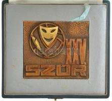 ~1965. "XXV. SZÚR (Színész-Újságíró Rangadó)" bronz plakett eredeti tokban, hátoldalába gr...
