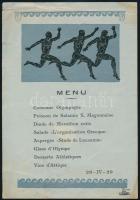 1929 A görög olimpia bizottság vacsorájának menükártyája, kissé sérült / Menu card of the Hellenic Olympic Athletic Committe 14x20 cm