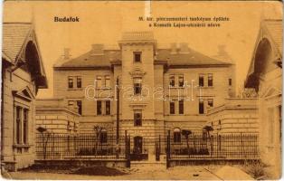 1907 Budapest XXII. Budafok, M. kir. pincemesteri tanfolyam épülete a Kossuth Lajos utcáról nézve (Rb)