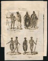 cca 1830 3 db rézmetszet: Dél-afrikaiak 15x22, egy beduin törzs, 16x15 cm. St Helena 13x8 cm
