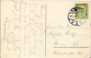 1915 Sopron, Széchenyi tér és szobor, óra (EK)