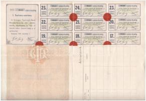 Budapest 1905. "Országos Tisztviselői Bank Részvénytársaság" részvénye 200K-ról szelvények...