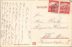 1918 Hajmáskér, Cs. és kir. tüzérségi lövőiskola, laktanya látképe a víztoronyból