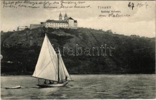 1906 Tihany, Apátsági kolostor, vitorlás.Balázsovich Gyula fényképész kiadása