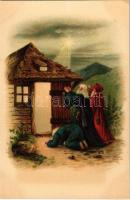 Christmas greeting art postcard. litho (EK)
