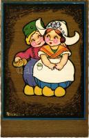 Italian children art postcard, couple. "Ultra" 2308. s: Bernini