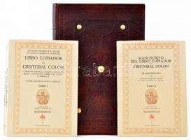 Rumeu de Armas, Antonio (szerk) Libro copiador de Cristóbal Colón: correspondencia inédita con los Reyes Católicos sobre los viajes a América. Madrid, 1989. Ministerio Cultura. Kolombusz Kristóf naplójának facsimile változata. Sorszámozott 711/980. KIadói egészbőr kötésben, réz szegekkel, hozzá leírat, kiadói tékában