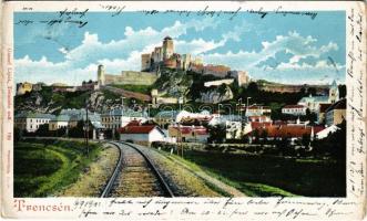 1902 Trencsén, Trencín; vár, vasúti sín. Gansel Lipót 208. 139. / castle, railway (EK)