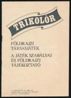 cca 1980 Trikolór földrajzi társasjáték, a játék szabályai és földrajzi tájékoztató, 23 p.