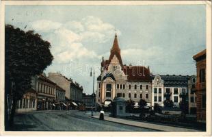 1919 Temesvár, Timisoara; Gyárváros, Andrássy út, Városi bérpalota, villamos. Photobromüra No. 145. / Fabric, street, tram (EK)