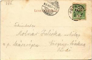 1902 Petrozsény, Petrosani; látkép, háttérben a Parenggal. Joanovits és Sternád kiadása / general vi...