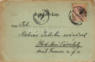 1900 Lugos, Lugoj; Posta. Nemes Kálmán kiadása / Post mit Arkaden / post office (fl)