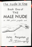 John Paignton (John S. Barrington (1920-1991)):The male nude in litho-photo-graphic art. The nude in line. Book One. Surrey, 1964., Scorpions, 1 t.+8+20 sztl. lev+48+1 t. Angol nyelven. Benne homoerotikus algráfiákkal. Egyedi félvászon-kötésben, összefűzhető táblákkal, egy tábla laza, részben kijár. Számozott (80./100) példányban./ Half-linen-binding, one page is coming out partially. Numbered (80./100) copy.