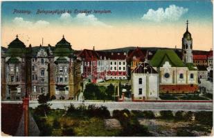 Pozsony, Pressburg, Bratislava; Betegsegélyező és Erzsébet templom / medical support office, church