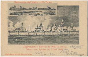 1903 Nagyszombat, Tyrnau, Trnava; régi látkép, tűzvész 1666-ban. Horovitz Adolf kiadása / Alt Tyrnau, Brand von Tyrnau im Jahre 1666 / the great fire in 1666 (EK)
