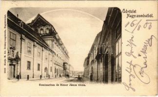 1903 Nagyszombat, Tyrnau, Trnava; Szeminárium és Simor János utca / street, school