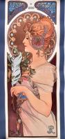 cca 2020 Alfons Mucha: Toll, nyomat, computer print, papír, feltekerve, 71x32 cm,