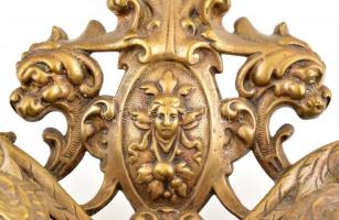 Historizáló bronz asztali tintatartó, 2 db üvegbetéttel, alján formaszámmal, apró kopásnyomokkal, 9,...