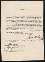 1947 Debrecen, Szipál Márton (1924-2016) katonatiszt, fotóművész által saját kezűleg aláírt nyilatkozat, orosz hadifogságban történt aknabaleset tárgyában