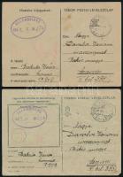 1944 2 db II. világháborús tábori posta levelezőlap, rajtuk antiszemita tartalmú levéllel