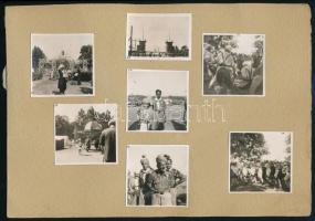 1933 Gödöllő, Jamboree, 7 db fotó kartonlapra ragasztva, 6x6 cm körüli méretben