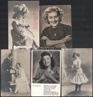 cca 1900-1950 13 db fotólap magyar színésznőkről: Szoyer Ilonka, K. Hegysi Mari, Küry Klára, Fedák S...
