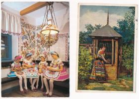 15 db MODERN magyar népviseletes motívum képeslap / 15 modern Hungarian folklore motive postcards