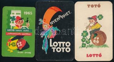 1960, 1965, 1966 3 db kártyanaptár TOTÓ, LOTTÓ témában