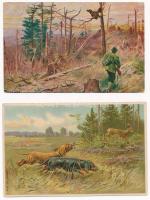 VADÁSZAT - 24 db régi képeslap / HUNTING - 24 pre-1945 postcards