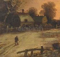 Olvashatatlan monogrammal (S.G.?), feltehetően XIX. sz. végén működött festő: Tóparti séta. Olaj, vá...