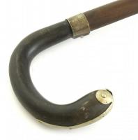 Sétabot, fa, szaru markolattal, kopott, m:85cm