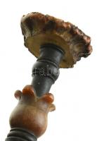 Ópium pipa, hiányos szerelék, fa és agancs, kopott, h:95cm