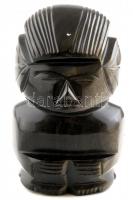 Obszidián faragott figura, jelzés nélkül, kopott, m:14cm