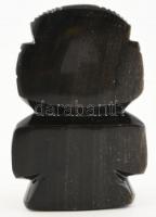 Obszidián faragott figura, jelzés nélkül, kopott, m:14cm