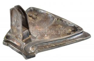 Szecessziós ón gyufatartó, jelzés nélkül, kopott, m:10cm