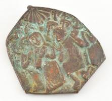 Régo bronz keresztény medál, sérült, kopott, akasztó nélkül, 6x5cm