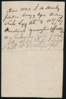 1838 Beimel József (1798-1856) nyomdász autogáf nyugtája idézőlevelek eladásáról