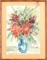 Brusch Péter (1921-1985): Csendélet. Akvarell, papír, jelzett, üvegezett fa keretben, 35,5×24 cm