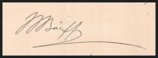 báró Bánffy Dezső (1843-1911) miniszterelnök aláírása kinevezési okmányon, Sigray János főmérnöknek ...