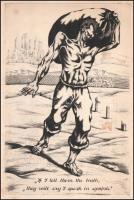 Olvashatatlan monogrammal (ACR?): Zsákhordó. Rézkarc, papír, jelzett a karcon, foltos, 30×19,5 cm