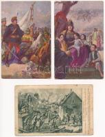 3 db RÉGI magyar katonai képeslap vegyes minőségben / 3 pre-1945 Hungarian military postcards in mixed quality