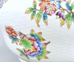 Herendi Viktória mintás, fonott kosár nyomott porcelán, jelzett, kopásnyomokkal, m:16, d:16cm