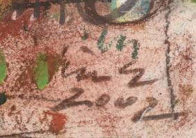 Tóth Ernő (1949- ): A nagy buborék. Vegyes technika, papír, jelzett. Üvegezett, kissé sérült fa kere...