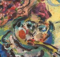 Tóth Ernő (1949- ): A nagy buborék. Vegyes technika, papír, jelzett. Üvegezett, kissé sérült fa kere...