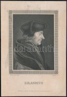 Rotterdami Erasmus (1466-1536) portréja, metszet után készült nyomat, karton, 12x9 cm