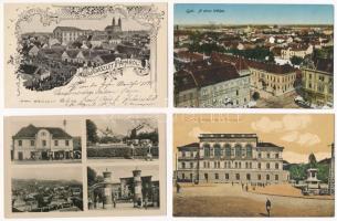 9 db főleg RÉGI magyar város képeslap vegyes minőségben / 9 mostly pre-1945 Hungarian town-view postcards in mixed quality