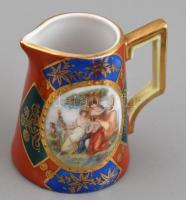 Victoria szervíz készlet, matricás porcelán, jelzett, kopott, tálca mérete:22x16cm (Tejszín kiöntő, ...