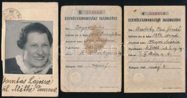 1945 3 db személyazonossági igazolvány