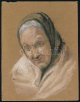 Olvashatatlan jelzéssel, feltehetően a XIX. sz. végén/XX. sz. elején működött festő: Női arckép. Pasztell, papír, kissé sérült. 18x14 cm